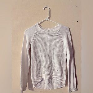 Aeropostale White Cable Knit Crochet Crew Neck Long Sleeve Cozy Sweater Size XS